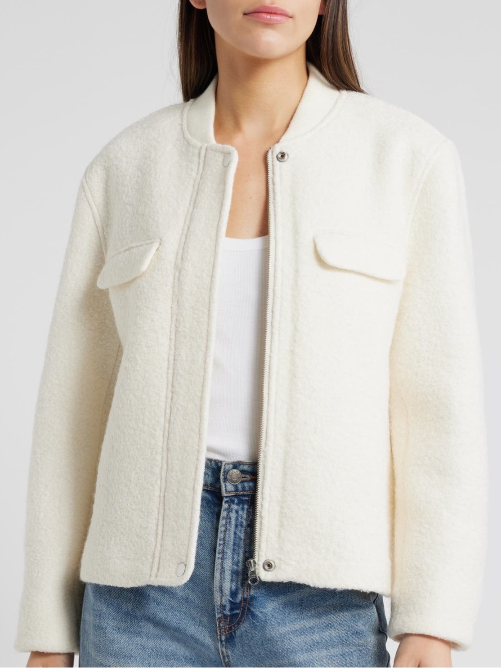 NEW Rails Kinsey Boucle Wool Blend Jacket in Ivory